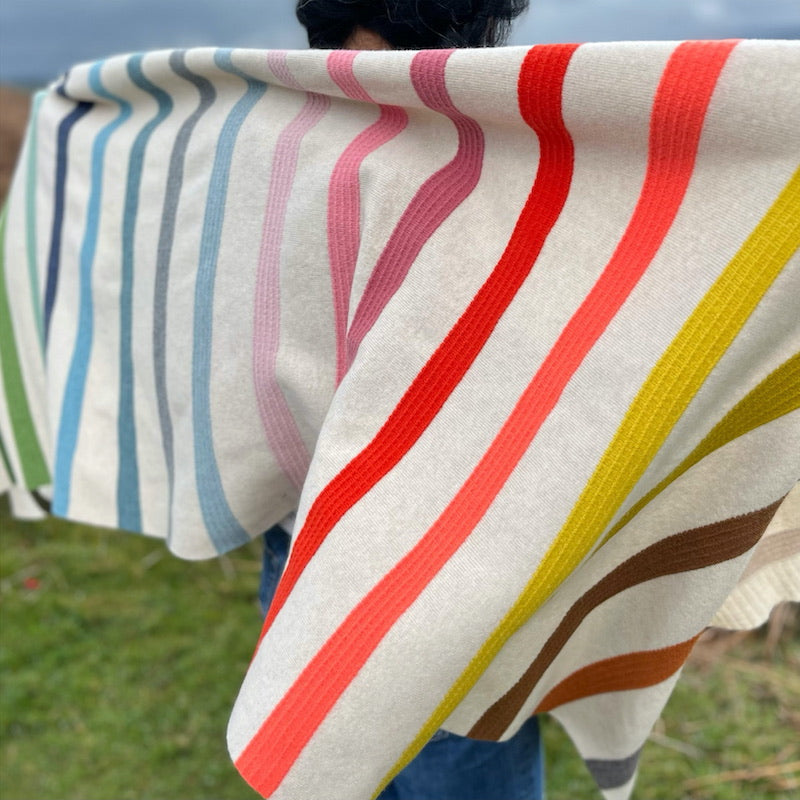 Almond Lonely Mountain Textured Stripe Scottish Lamb's Wool Throw