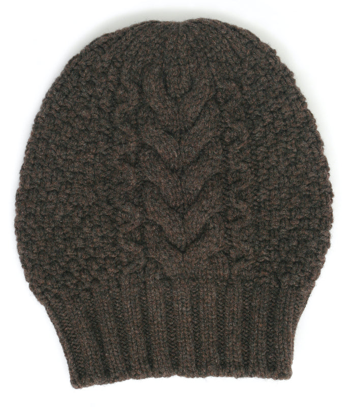 Chocolate Chunky Cable Beanie Hat