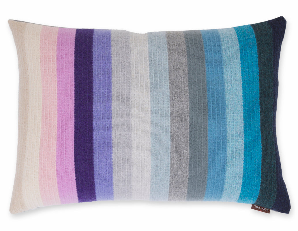 Indigo Rainbow After The Storm Textured Stripe Cushion - Row Pinto 