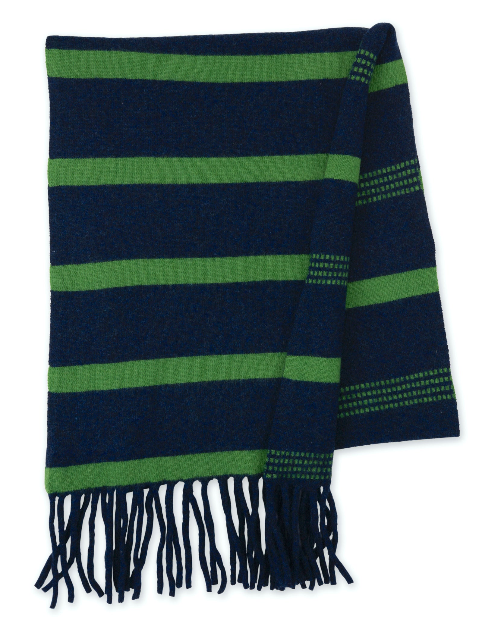 Navy & Kelly Green Scarf - Row Pinto Knitwear
