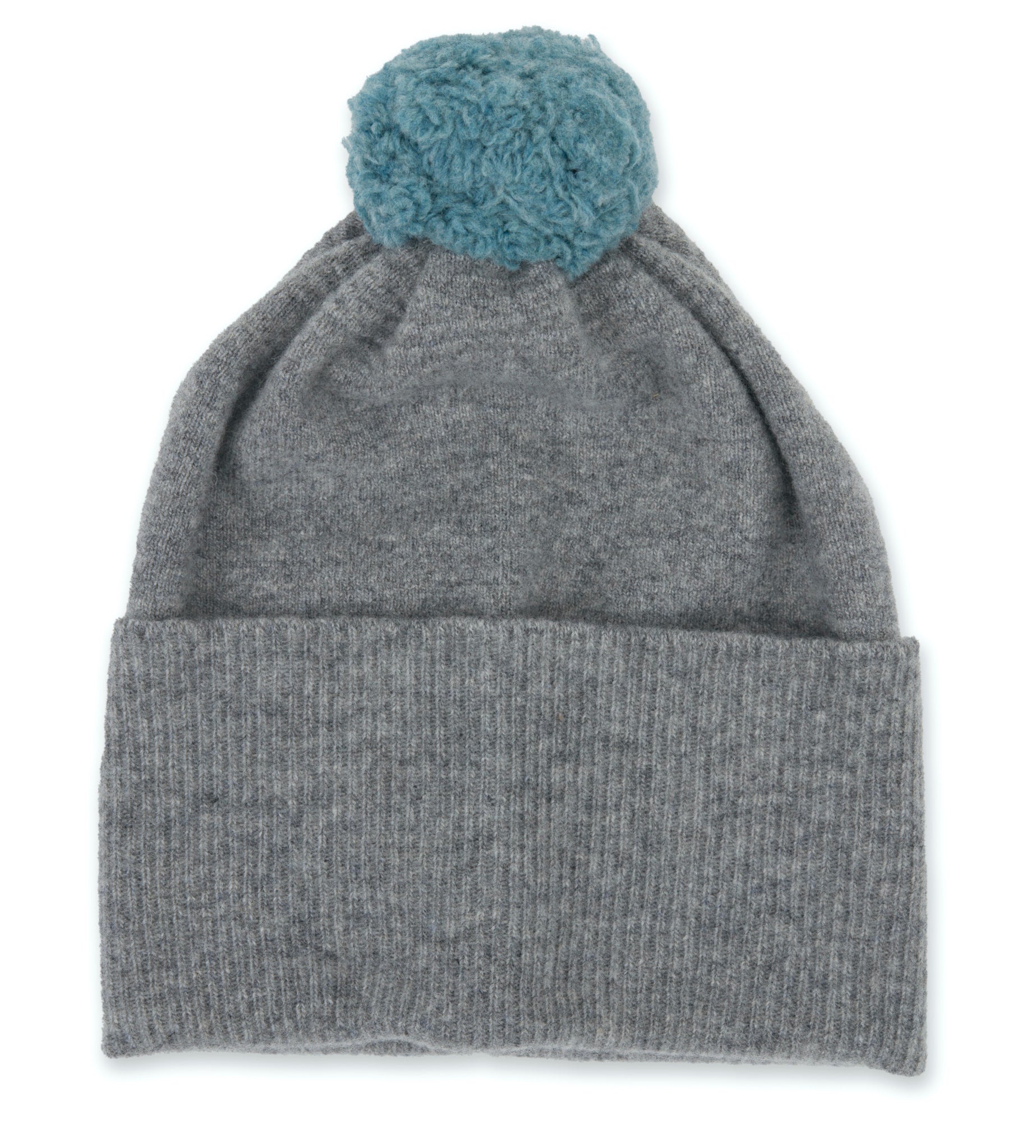 Flannel Grey Wool Bobble Hat