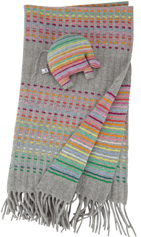 Flannel Grey Rainbow Rib Baby Blanket Gift Set