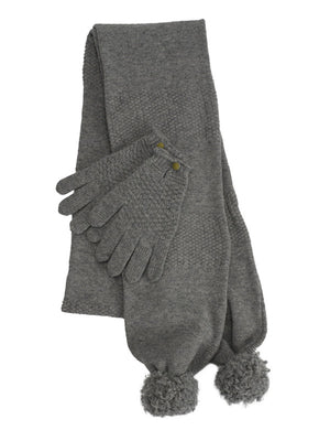 Flannel Grey Pom Pom Scarf