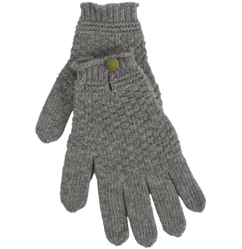 Flannel Grey Driving Glove With Contrast Button