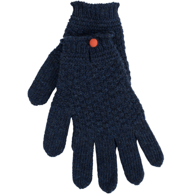 Navy Driving Glove With Contrast Button