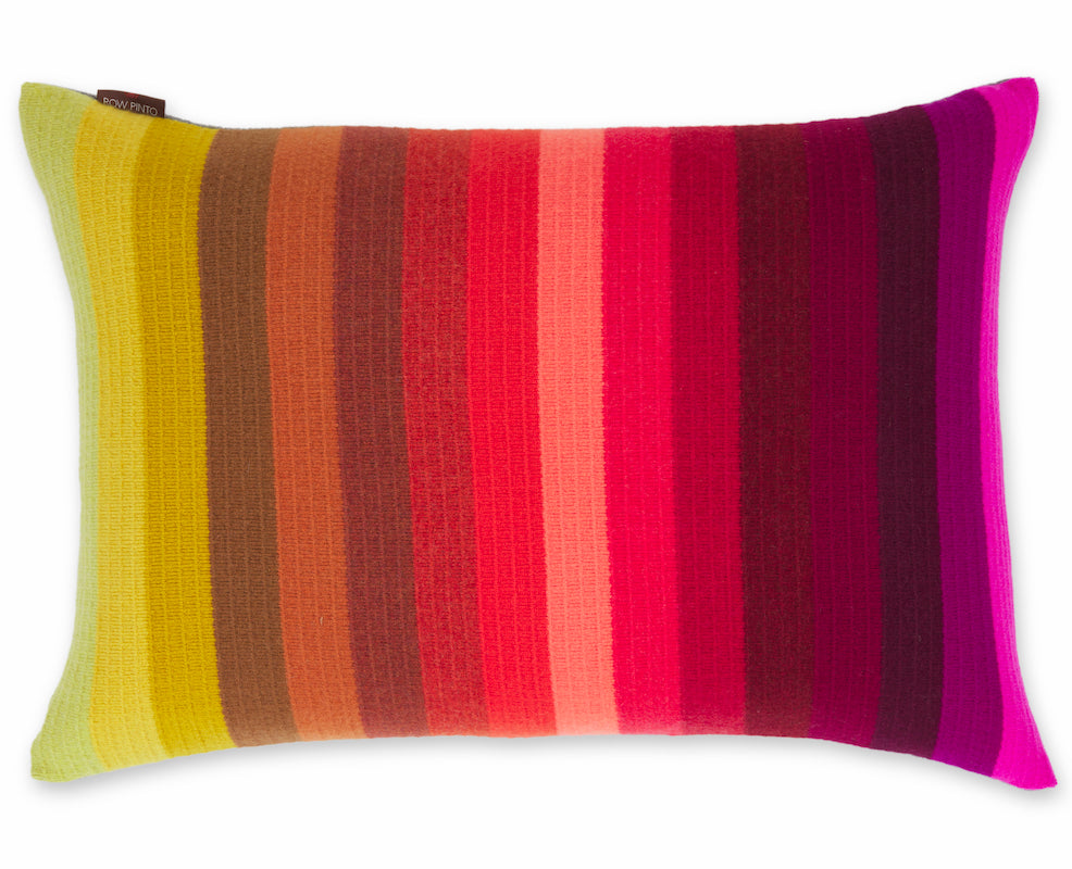 Ochre Rainbow After The Storm Textured Stripe Cushion - Row Pinto Knitwear