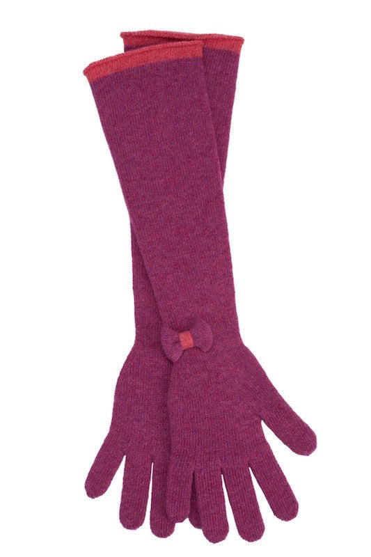 Raspberry & Peony Bow Elbow Gloves