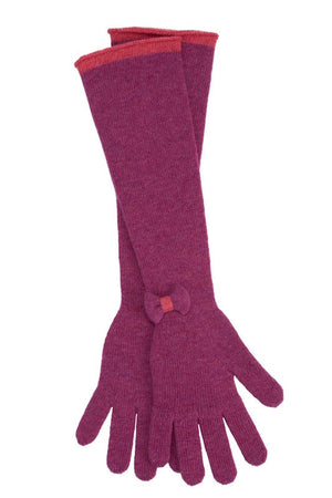 Raspberry & Peony Bow Elbow Gloves